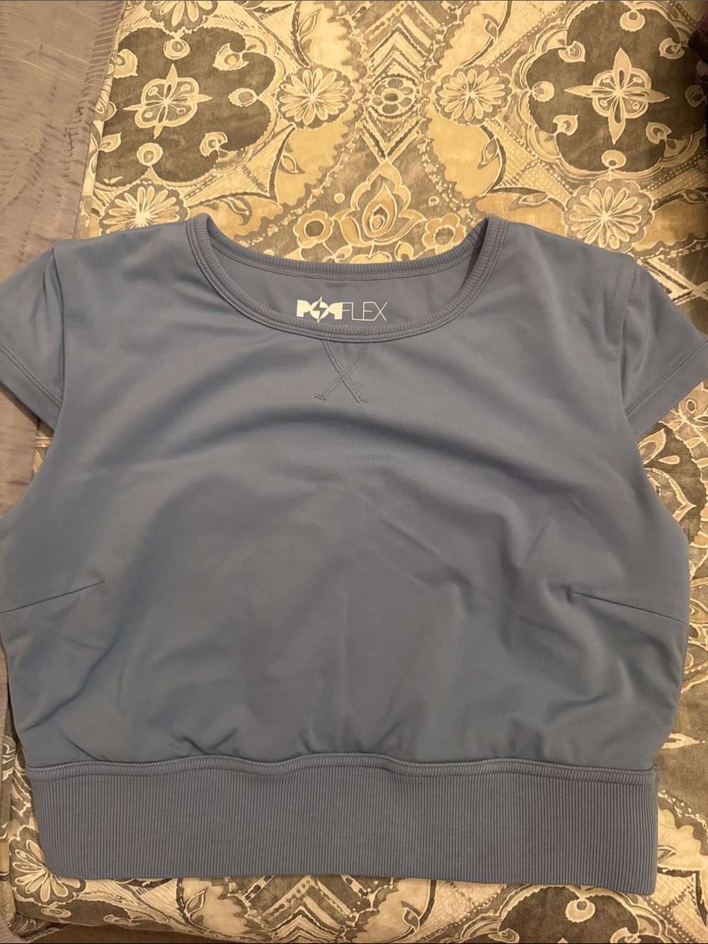 POPFLEX Storm Blue Short Sleeve Baby Tee Performance Top